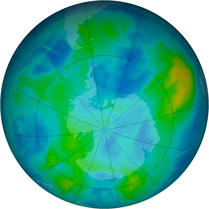 Antarctic ozone map for 24 April 2011